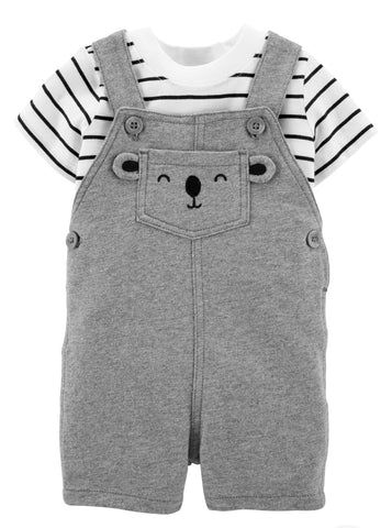 Striped Tees and bear shortall front Striped Tees and bear shortall front