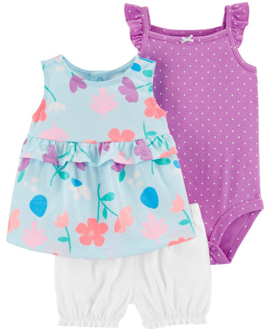 Floral Little Short Set with 3 Pieces. Floral Little Short Set with 3 Pieces.