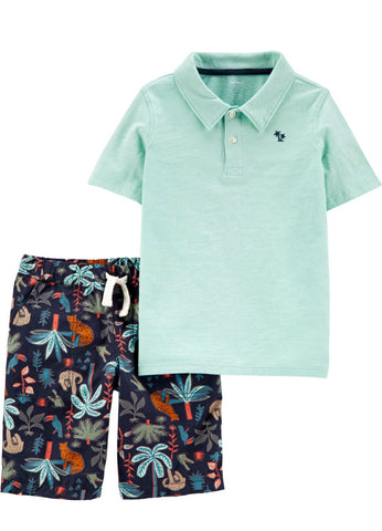 Slub Polo and Tropical Shorts Slub Polo and Tropical Shorts