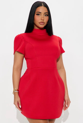 Hannah Mock Neck Mini Dress