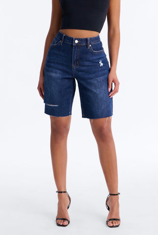 Ink Rebel Distressed Raw-Hem Bermuda Shorts