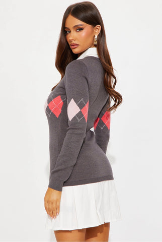 Dean’s list Plaid Sweater Shirt Mini Dress