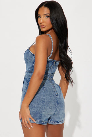 Indigo Muse Corset Wrap Skort Romper