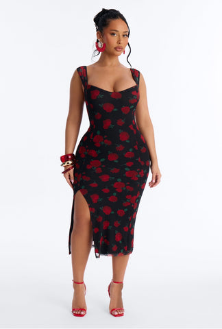 Joselyn Printed Mesh Midi Dress
