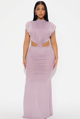 Cascade Mesh Backless Maxi Dress