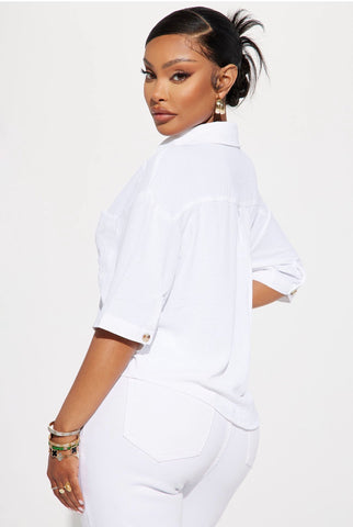 Seashell Cropped Button-Up Shirt