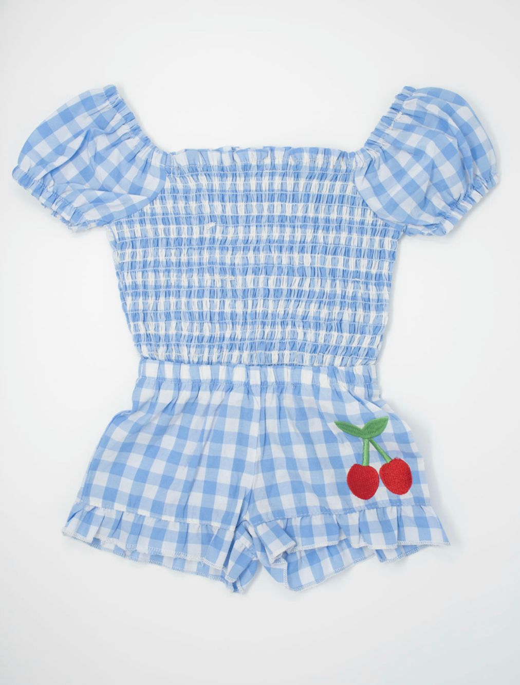 Cherry plaid romper