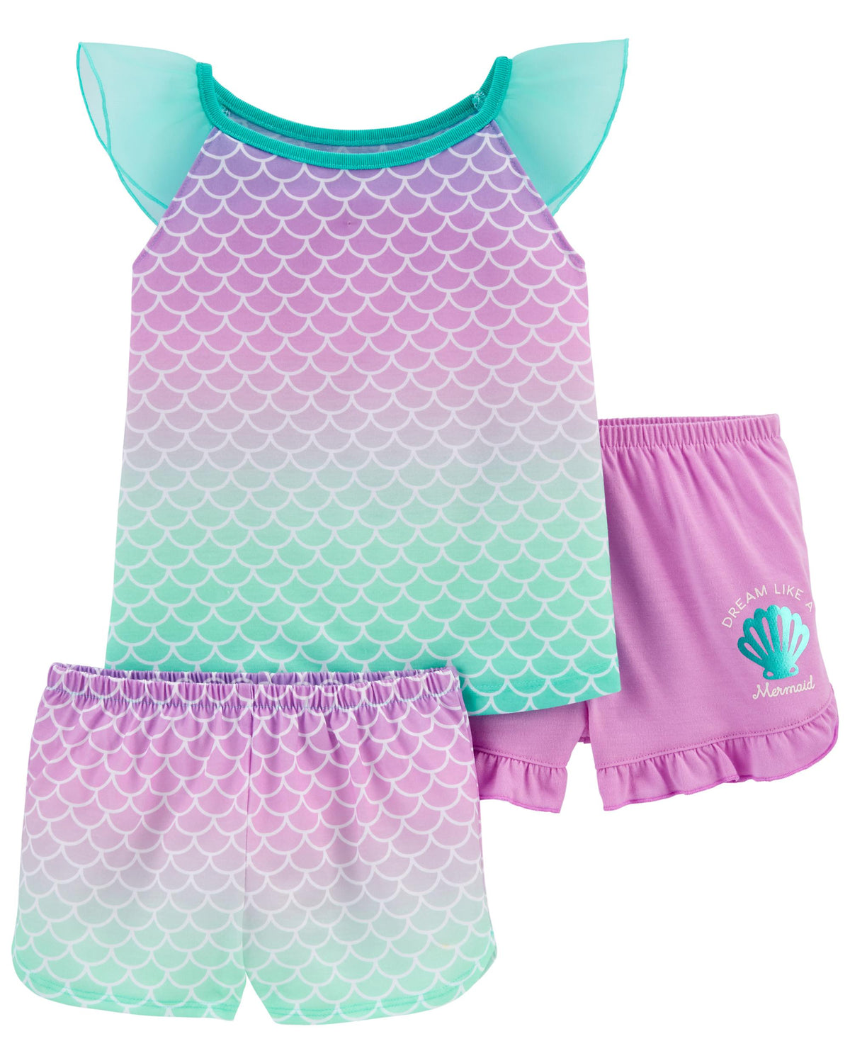 3-Piece Mermaid Loose Fit Poly PJs