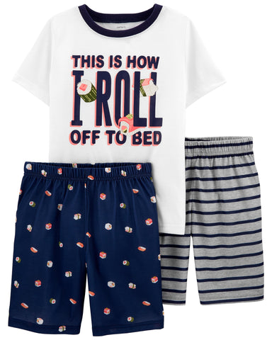 3-Piece Sushi Loose Fit Poly PJs