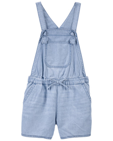 Denim Drawstring Shortalls In Barcelona Wash