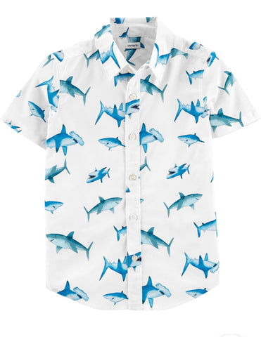 Blue shark button up