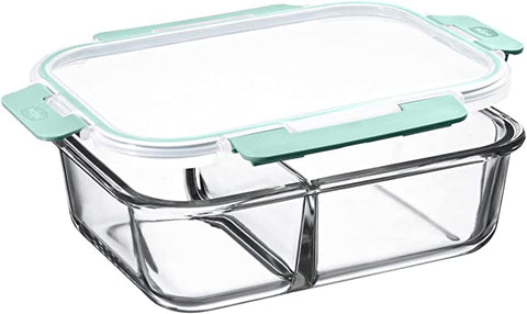 2 Section Airtight Glass Food Locktop Container