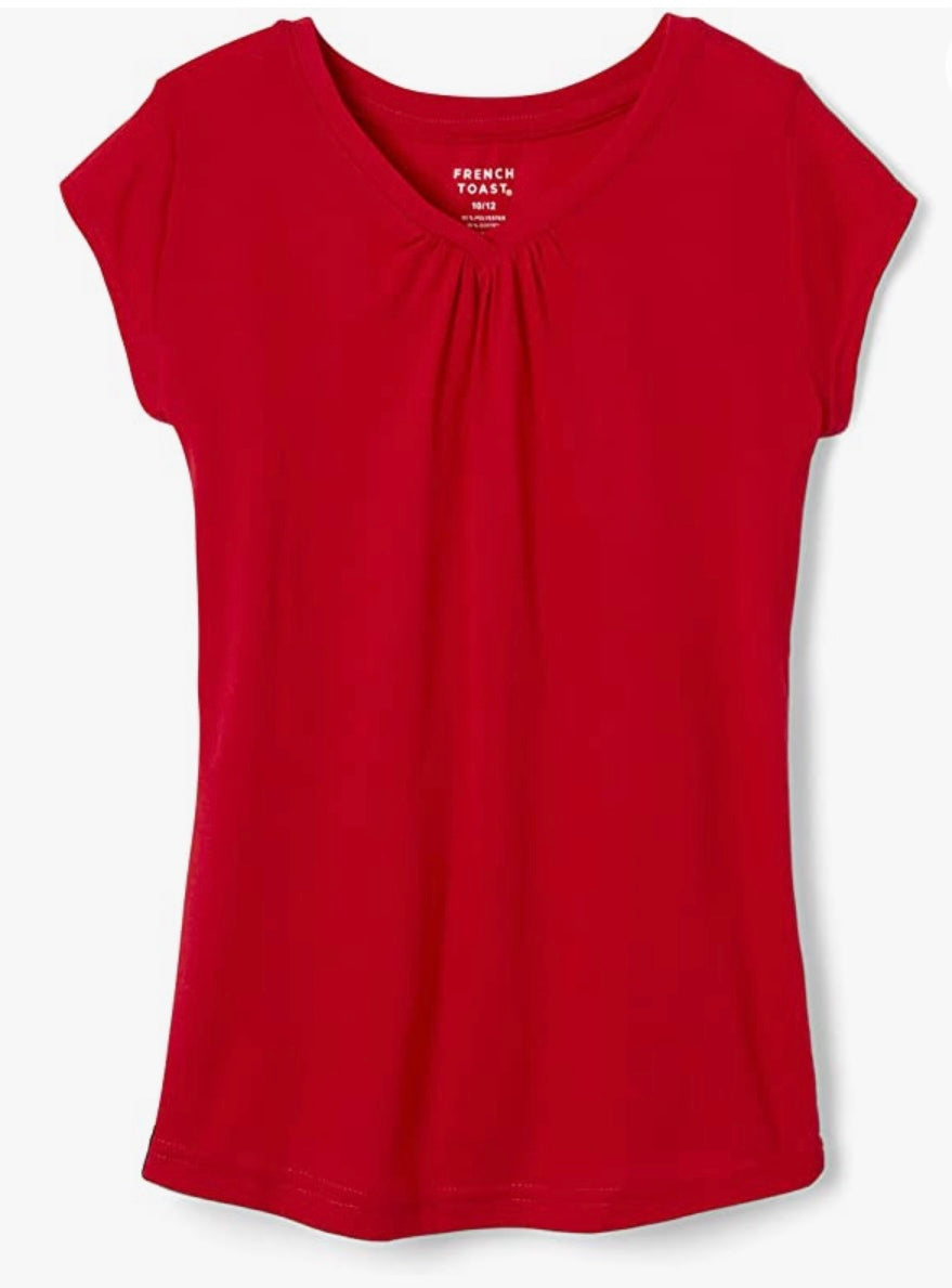 Red V-neck tee