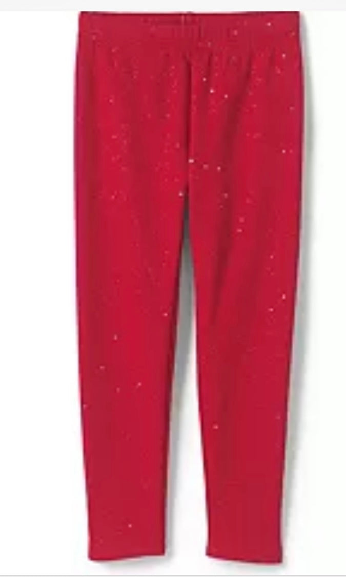 Red glitter leggings