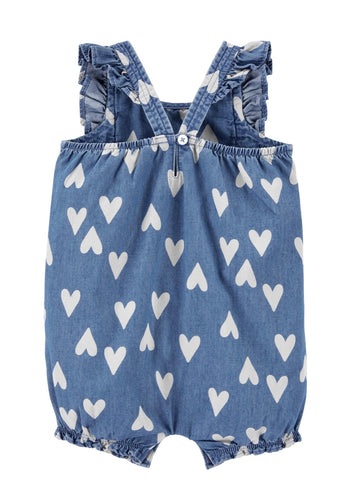 Heart denim romper