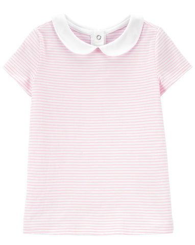 Striped tee with peter pan collar