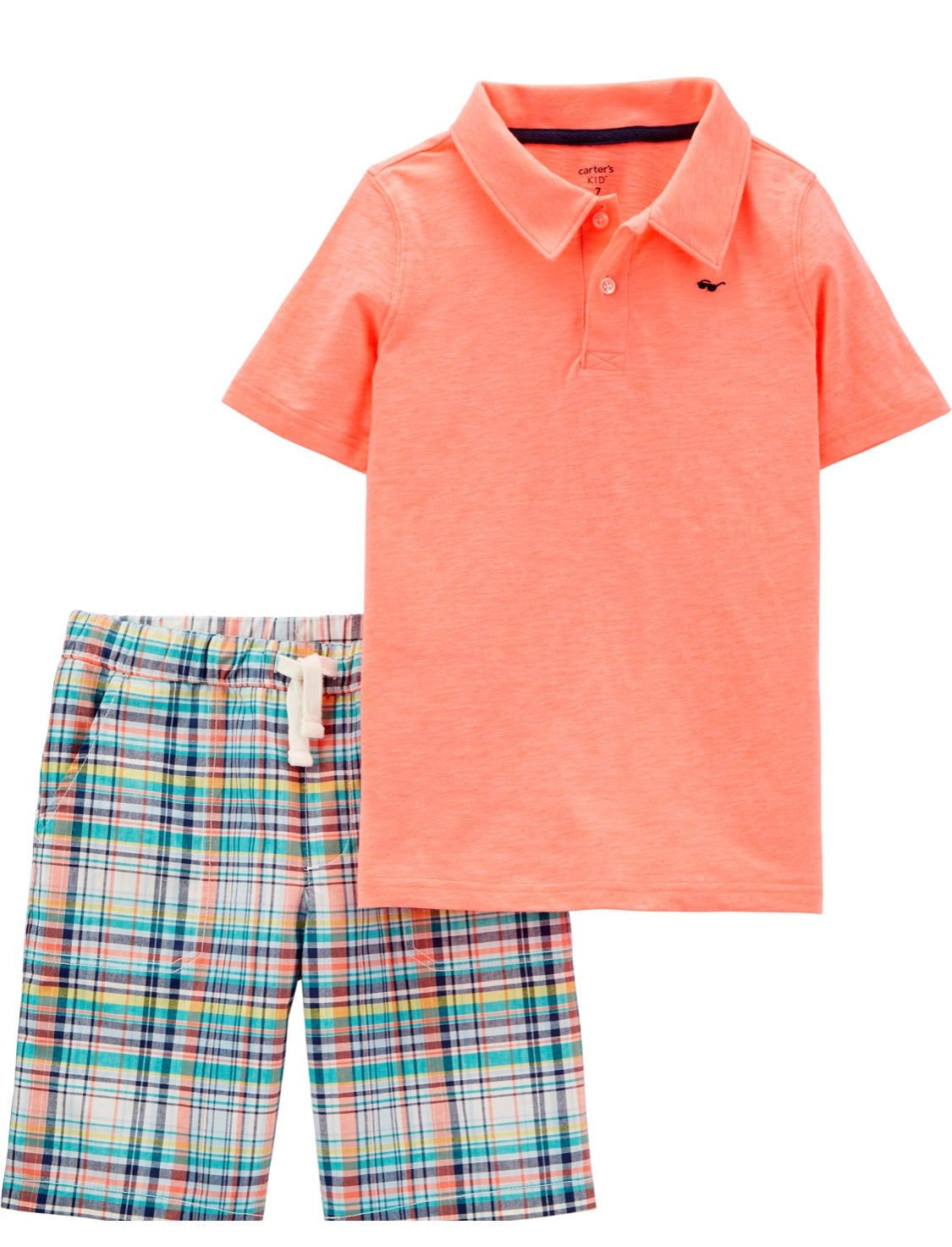 Plaid Shorts and Peach shirt