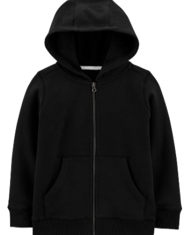 Black Zip-Up Lined Hoodie