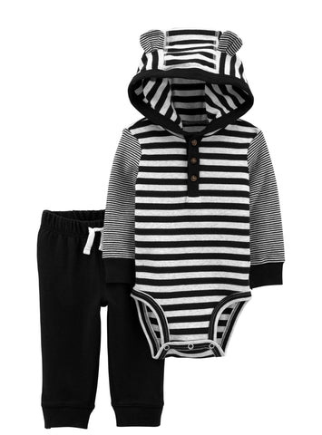 Stripe hooded bodysuit pants