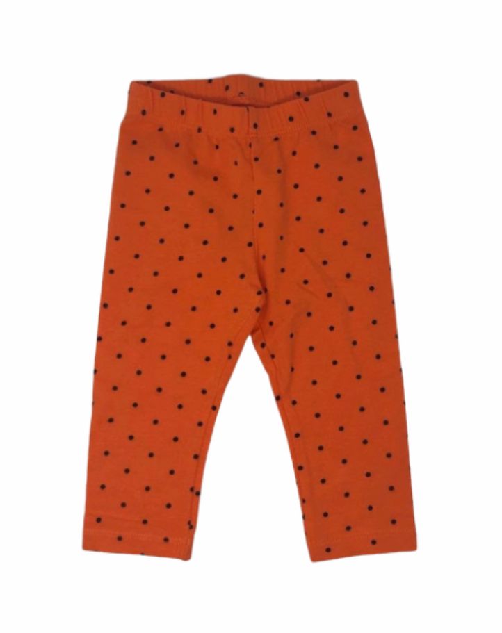 Orange Leggings with black polka dots