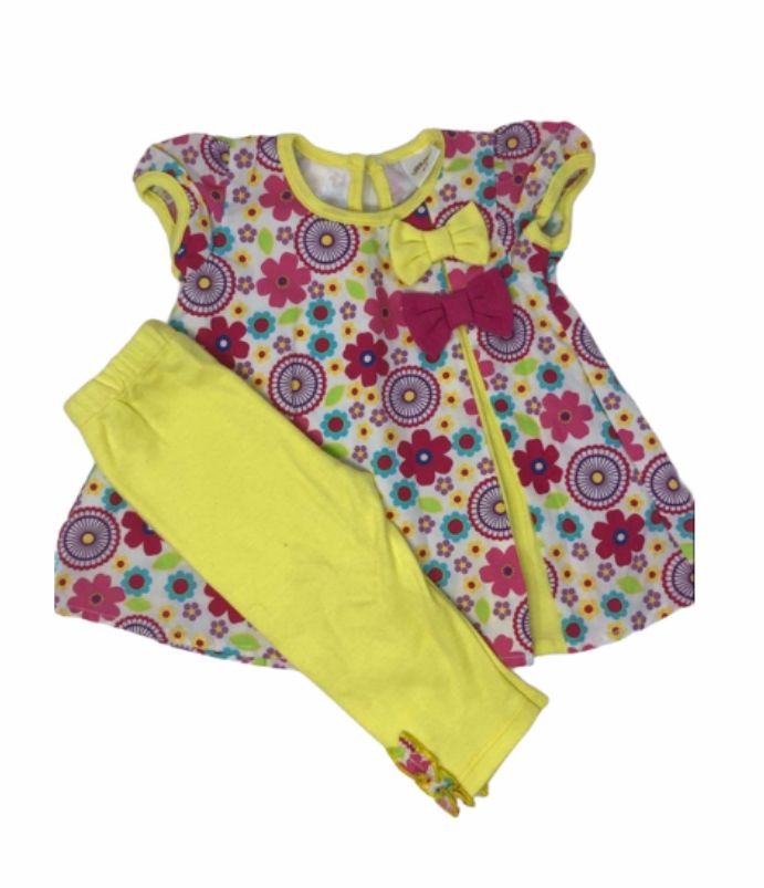 Multicolour bow shirt with yellow leggings