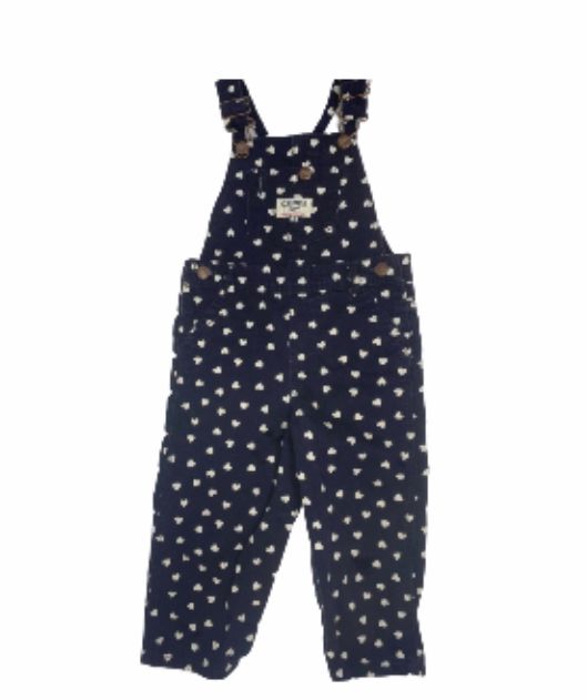 Denim overalls with white hearts