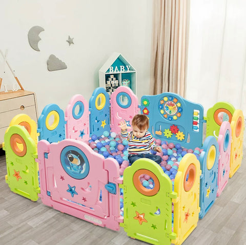 Costway Panel Foldable Baby Playpen Kids Yellow Duck Yard Activity Center w/ Sound