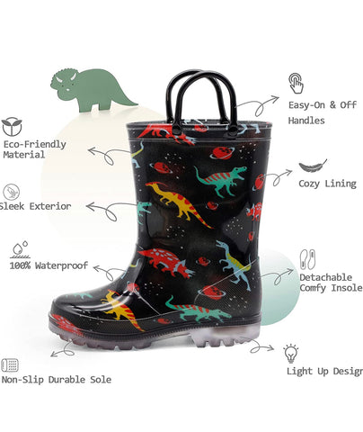 Dino light up rain boots