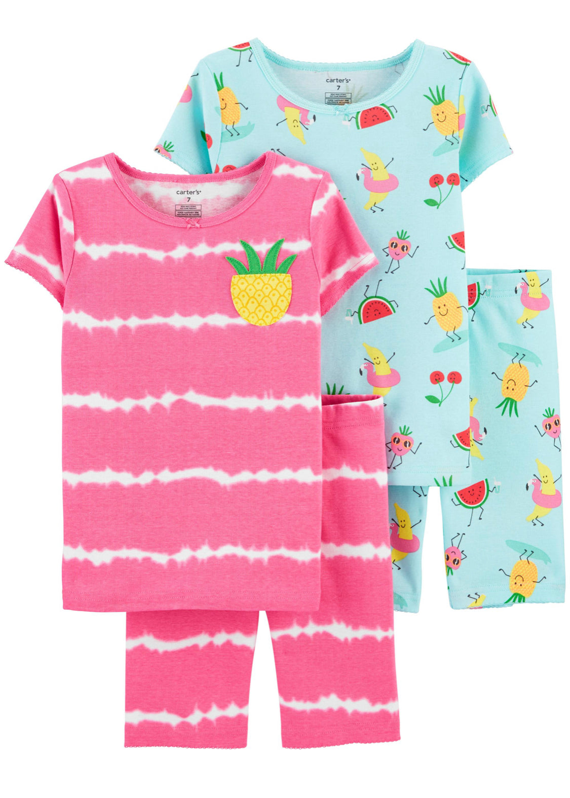 4-Piece Pineapple 100% Snug Fit Cotton PJs