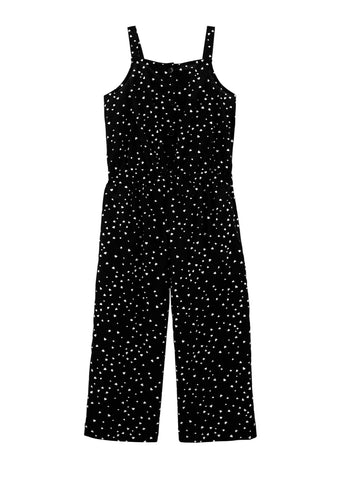 Heart Print Wide Leg Crop Jumpsuit