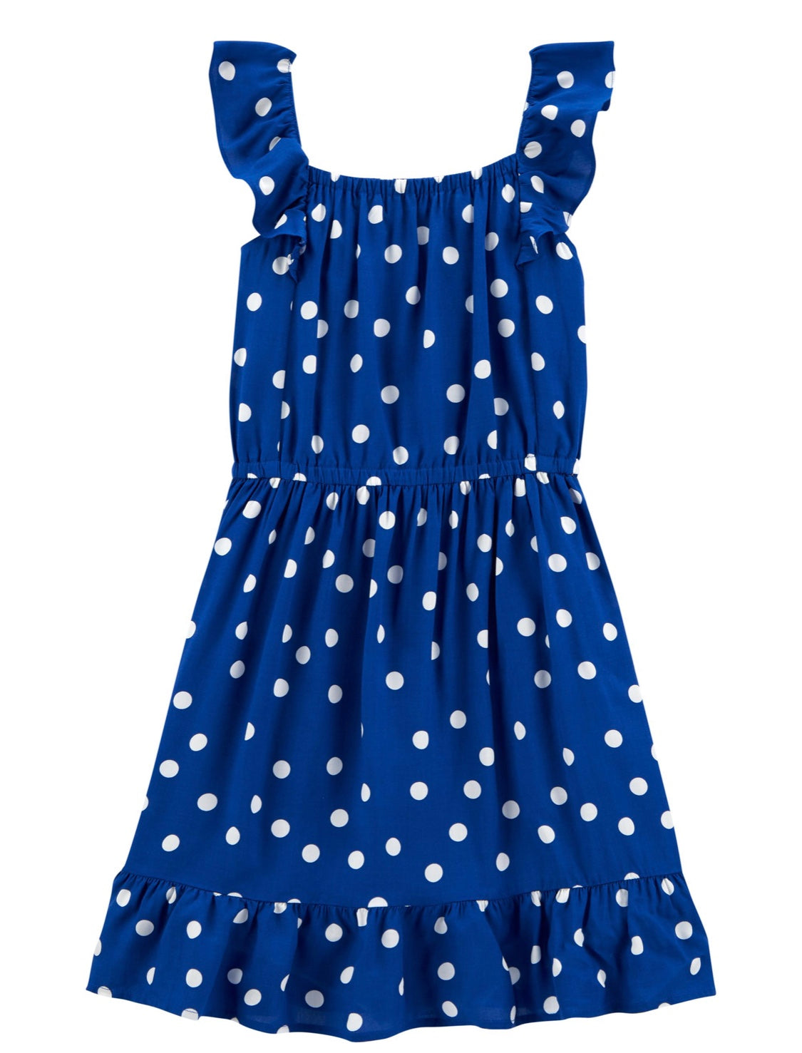 Blue polka dot poplin dress