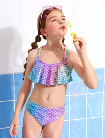 Fish Scales Ruffle Bikini Swimsuit