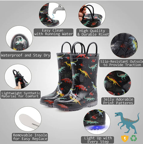 Dino light up rain boots